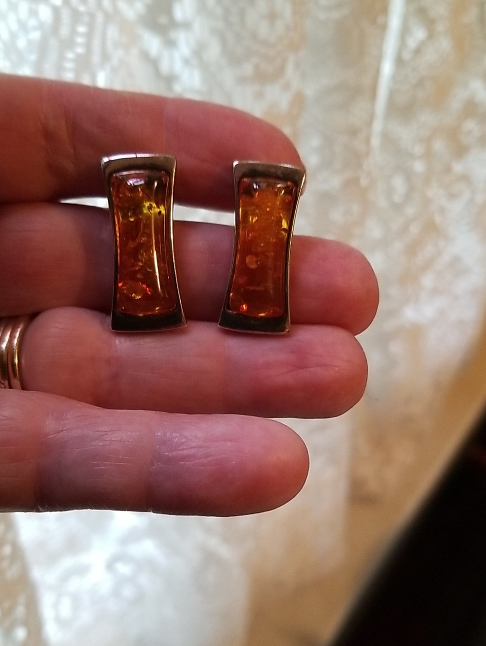 Silver Earrings with Baltic Amber stones